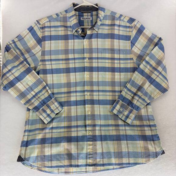 Tommy Bahama Other - Tommy Bahama Mumbai Madras Plaid Cotton Blend Long Sleeve Shirt XL